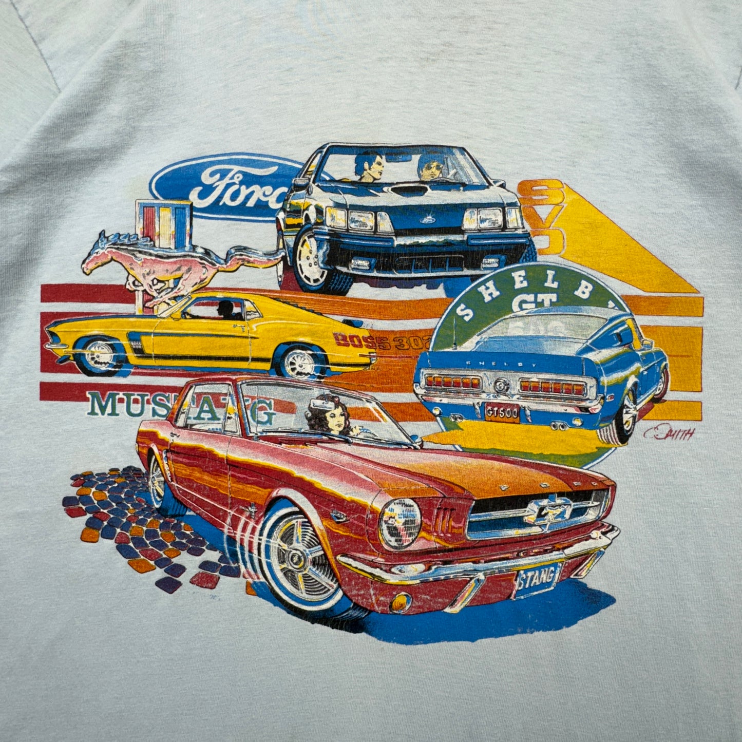 90s Blue Ford Mustang Shirt 3970