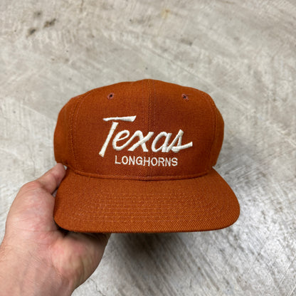 80s Orange University of Texas Longhorns Sports Specialties Single Line Script Snapback Hat