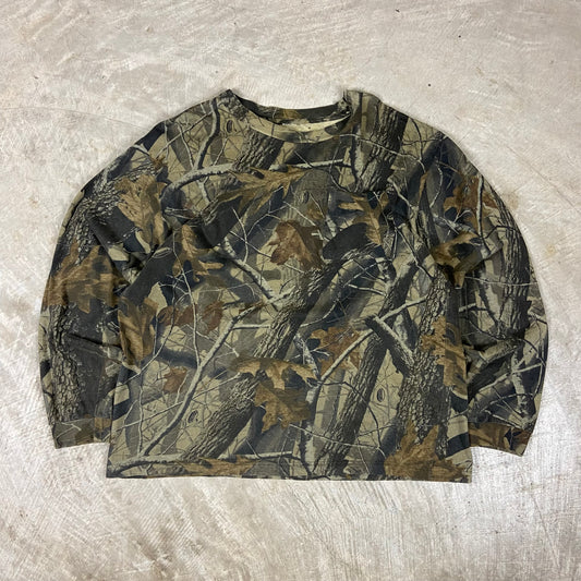 90s Blank RealTree Camo Long Sleeve Essential Pocket Shirt XL AC52