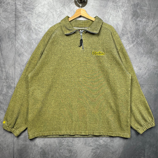 90s Yellow Pittsburgh Steelers Quarter Zip Sweatshirt 4264