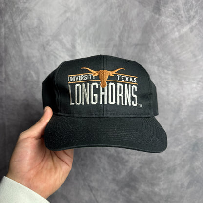 90s Black Texas Longhorns Snapback Hat 4636