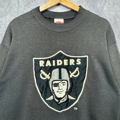 90s Faded Black Los Angeles Raiders Crewneck Sweatshirt 4100