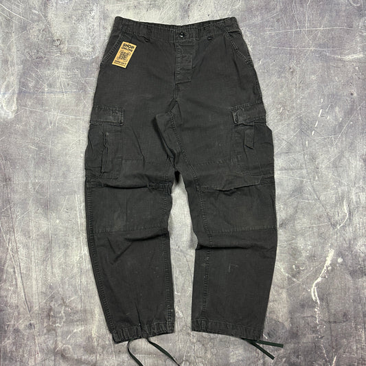 90s Faded Black Military Fatigue Cargo Pants 33x31 AI12