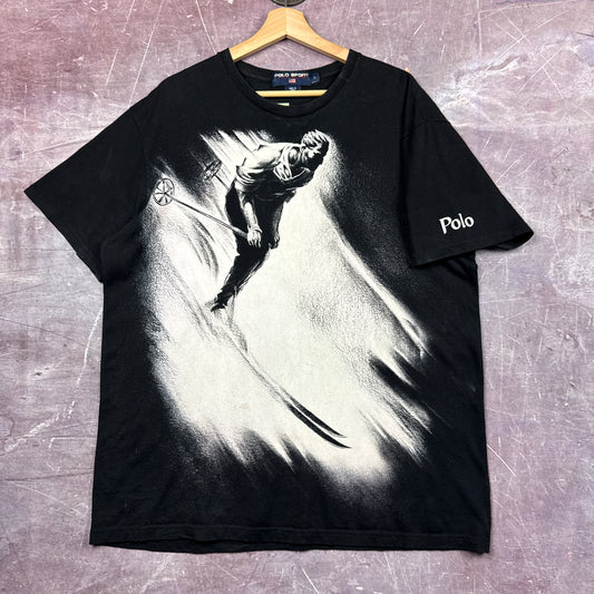 00s Black Polo Sport Ski Graphic Shirt 3617