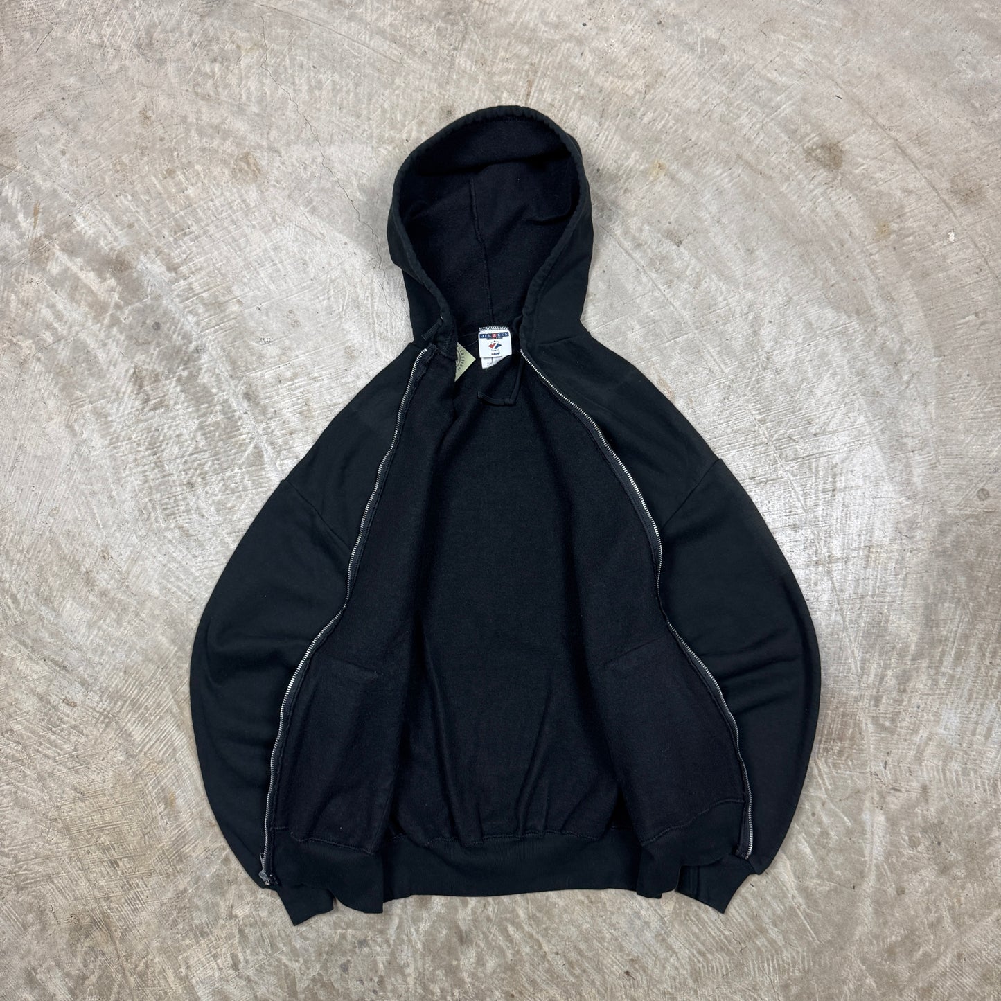 90s Faded Black Blank Essential Jerzees Zip Up Hoodie L AU33