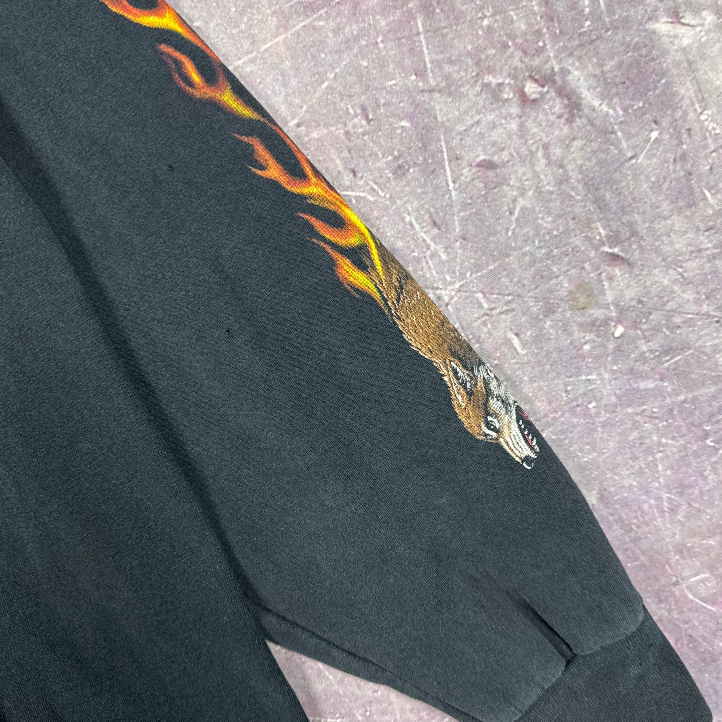 00s Black Cyberspokes Biker Flame Sleeve Shirt 3054