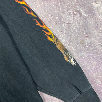 00s Black Cyberspokes Biker Flame Sleeve Shirt 3054