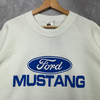 90s White Ford Mustang Crewneck Sweatshirt 3990