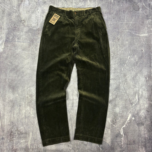 90s Green Polo Ralph Lauren Baggy Corduroy Pants 34x31 AG24