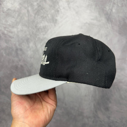 90s Black Los Angeles Raiders Single Line Script Hat 4302