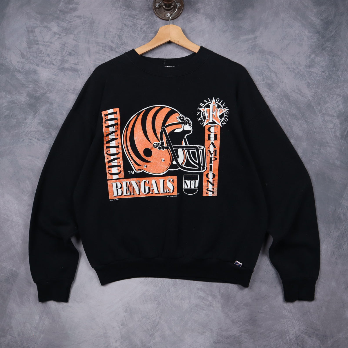 1990 Black Cincinnati Bengals AFC Central Division Champions Crewneck Sweatshirt 6453