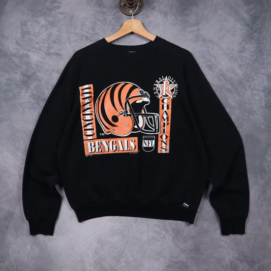 1990 Black Cincinnati Bengals AFC Central Division Champions Crewneck Sweatshirt 6453