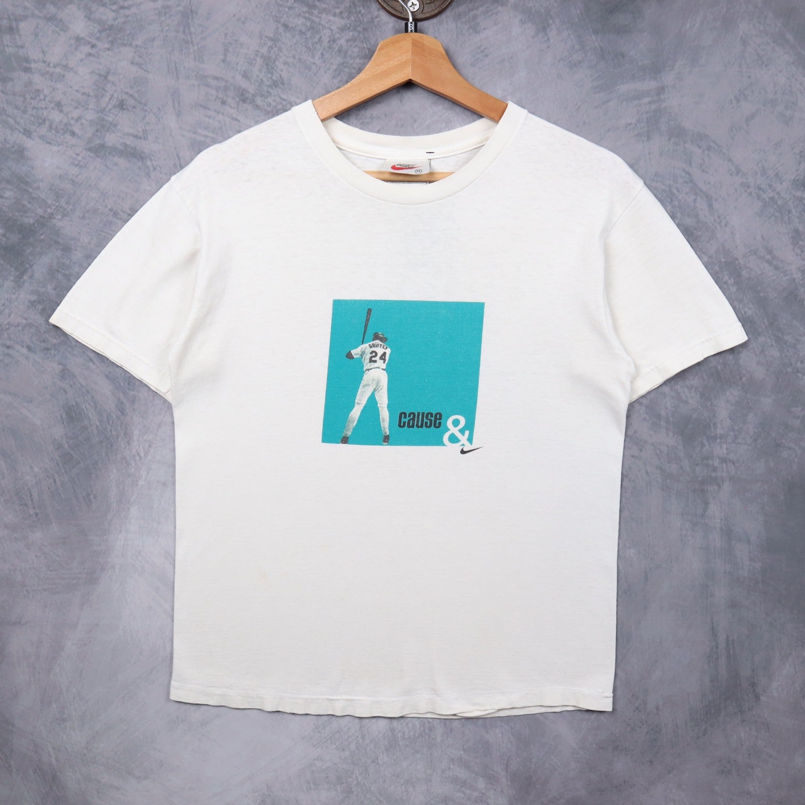 90s White Nike Ken Griffey Jr. Cause & Effect Kids Shirt 5523