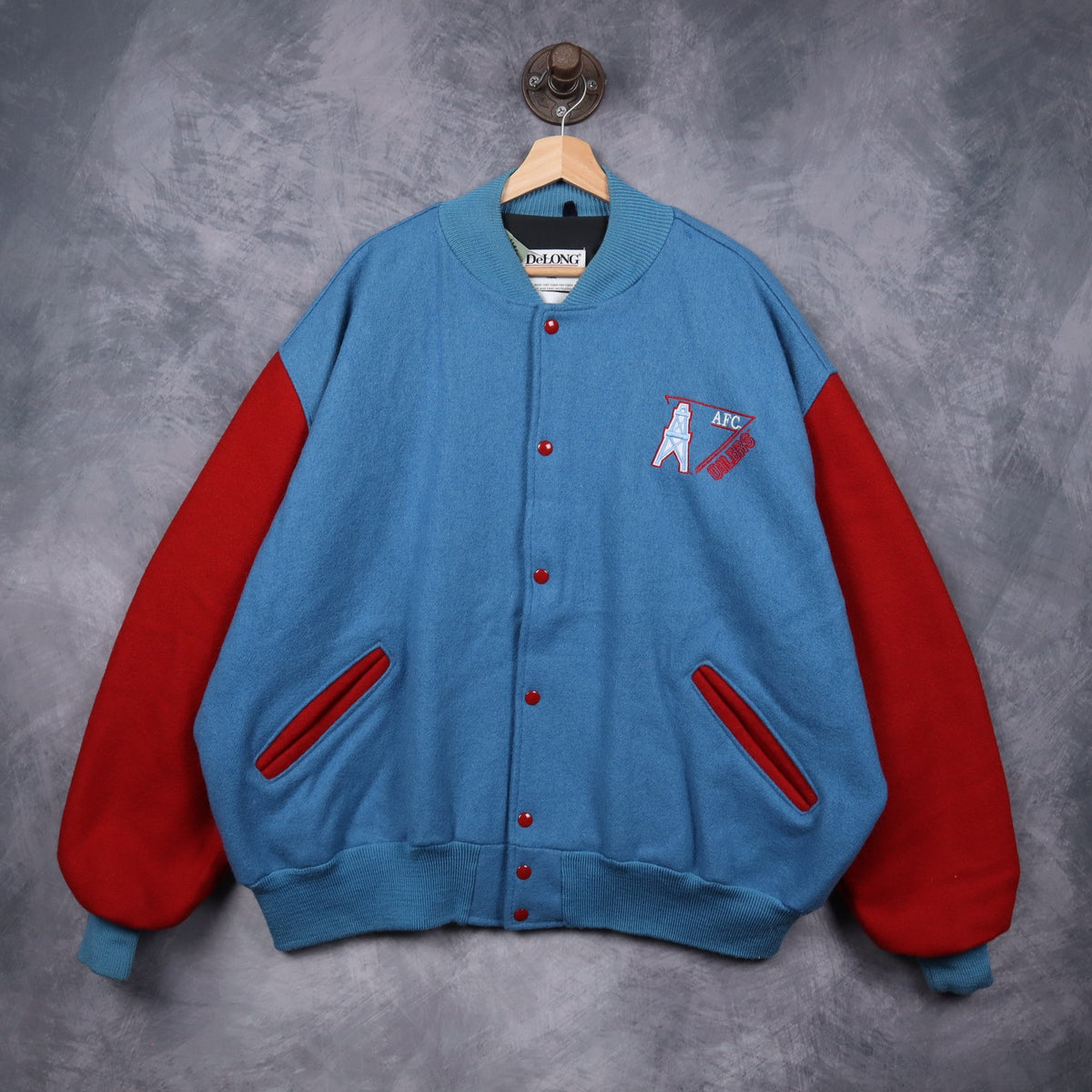 90s Blue Houston Oilers DeLong Varsity Jacket 6513