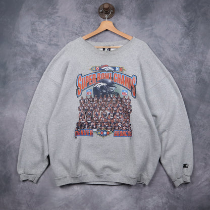1998 Grey Denver Broncos Super Bowl Champs Crewneck Sweatshirt 6442