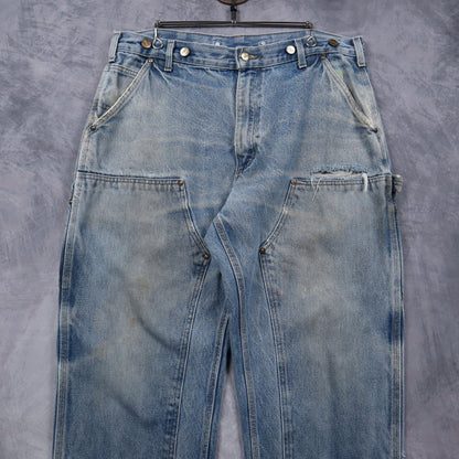 90s Light Wash Carhartt Dungaree Fit Double Knee Denim Jeans 5054