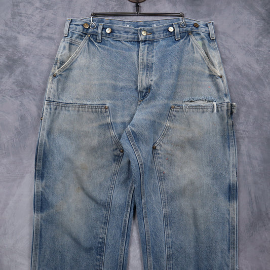 90s Light Wash Carhartt Dungaree Fit Double Knee Denim Jeans 5054