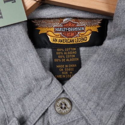 2003 Grey Harley-Davidson 100 Years Anniversary Long Sleeve Button Up Shirt 5537