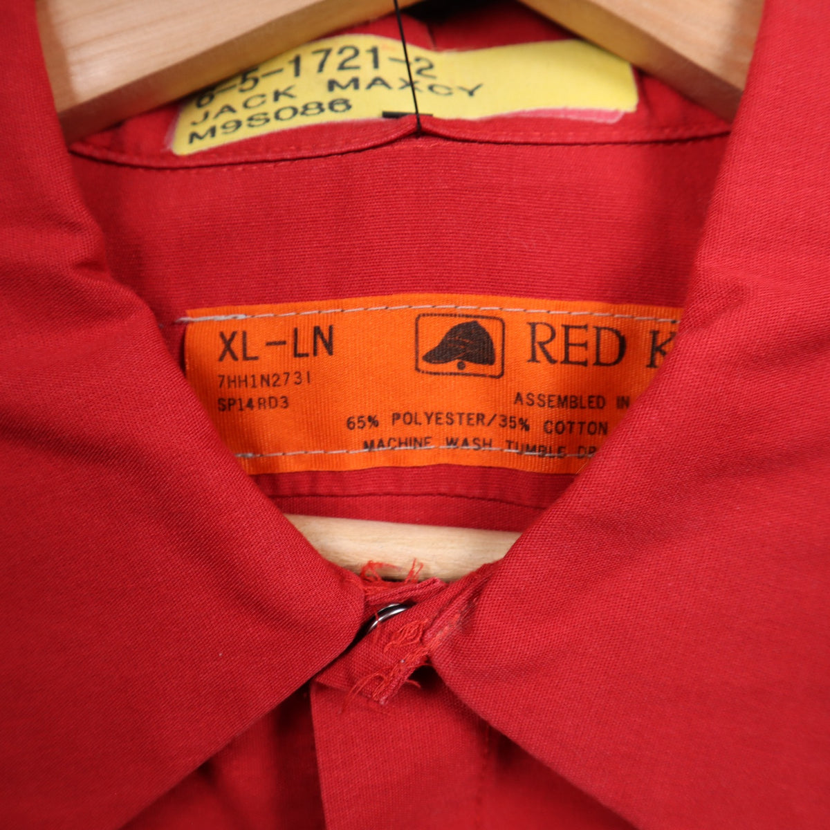 90s Red Balcones European Motors Red Kap Long Sleeve Work Shirt 7341