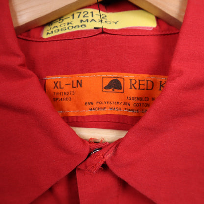 90s Red Balcones European Motors Red Kap Long Sleeve Work Shirt 7341