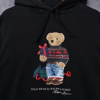 Early 2000s Black Polo Ralph Lauren Polo Bear Hoodie 5401
