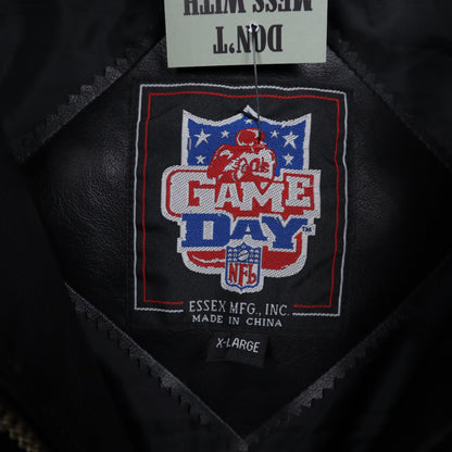 00s Black Tampa Bay Buccaneers NFL Game Day Faux Leather Jacket 6525