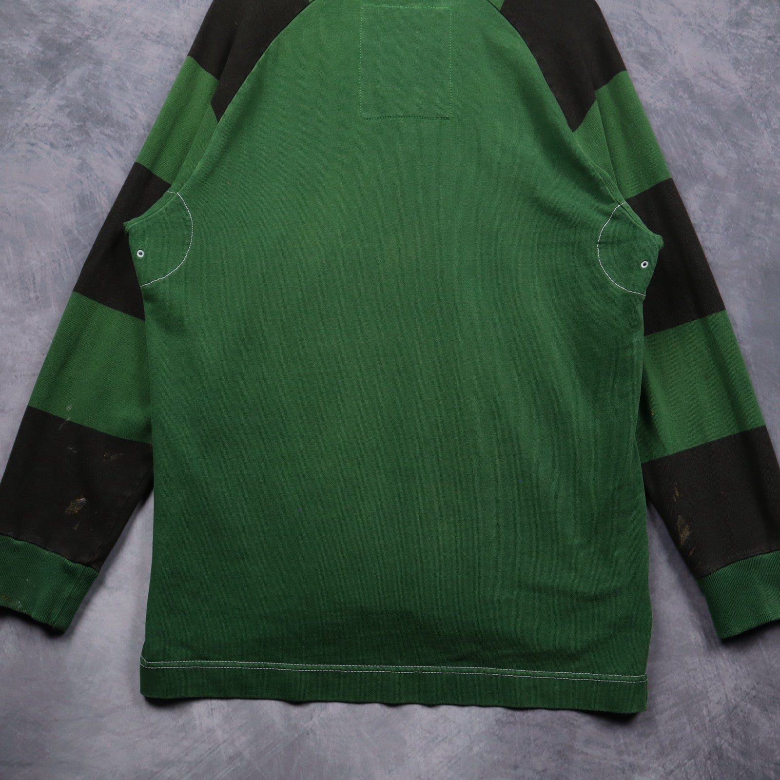 Y2K Green Gap Striped Sleeve Henley Long Sleeve Shirt 5555