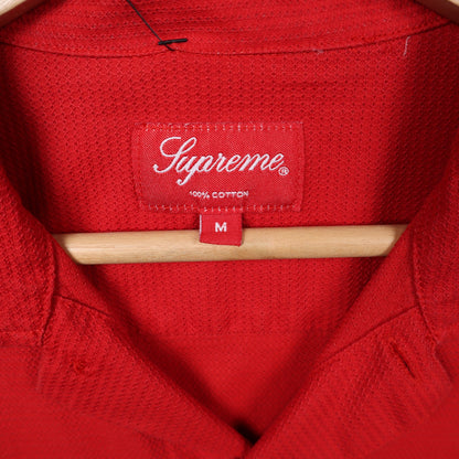 Early 2000s Red Supreme Camp Collar Button Up Shirt 5607