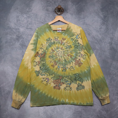 1996 Green Tie Dye Grateful Dead Dancing Bears Spiral Long Sleeve Shirt 4927