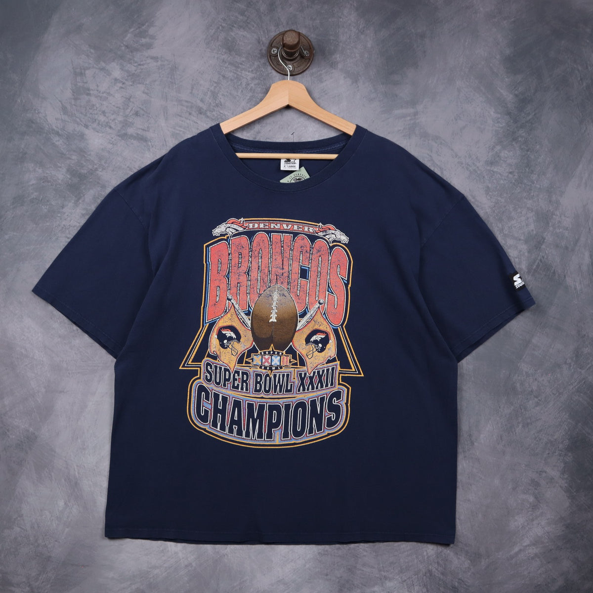 1998 Navy Blue Denver Broncos Super Bowl XXXII Champions Shirt 6600