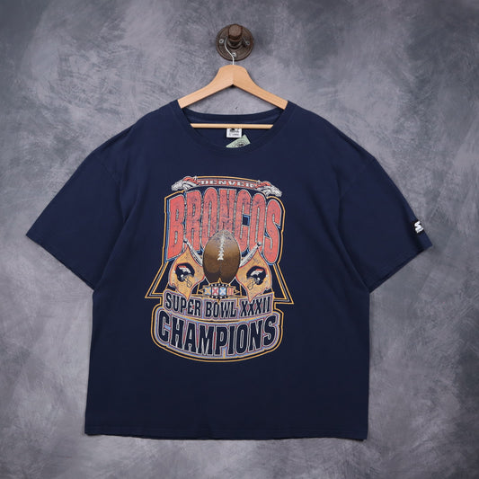 1998 Navy Blue Denver Broncos Super Bowl XXXII Champions Shirt 6600