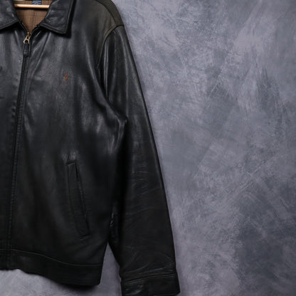 90s Black Polo Ralph Lauren Leather Jacket 5488