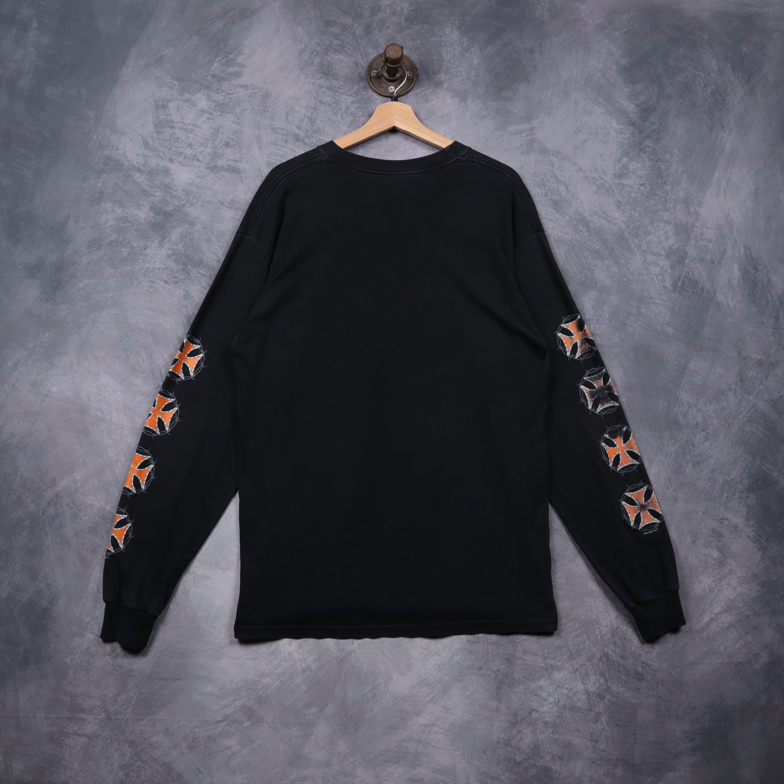 Early 2000s Black Live To Ride Iron Cross Long Sleeve Shirt 4991