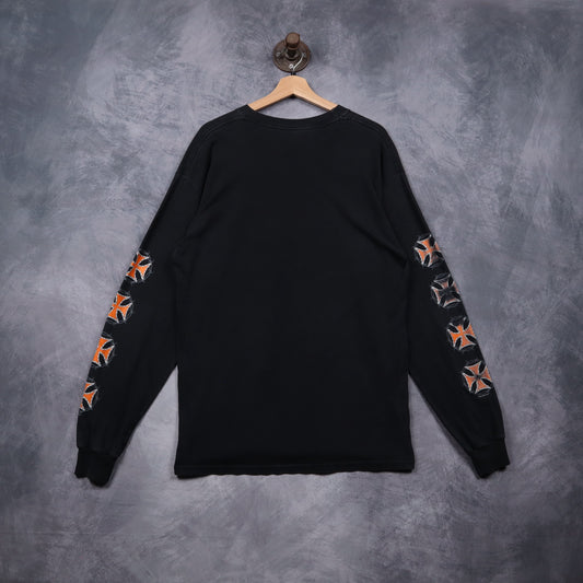 Early 2000s Black Live To Ride Iron Cross Long Sleeve Shirt 4991