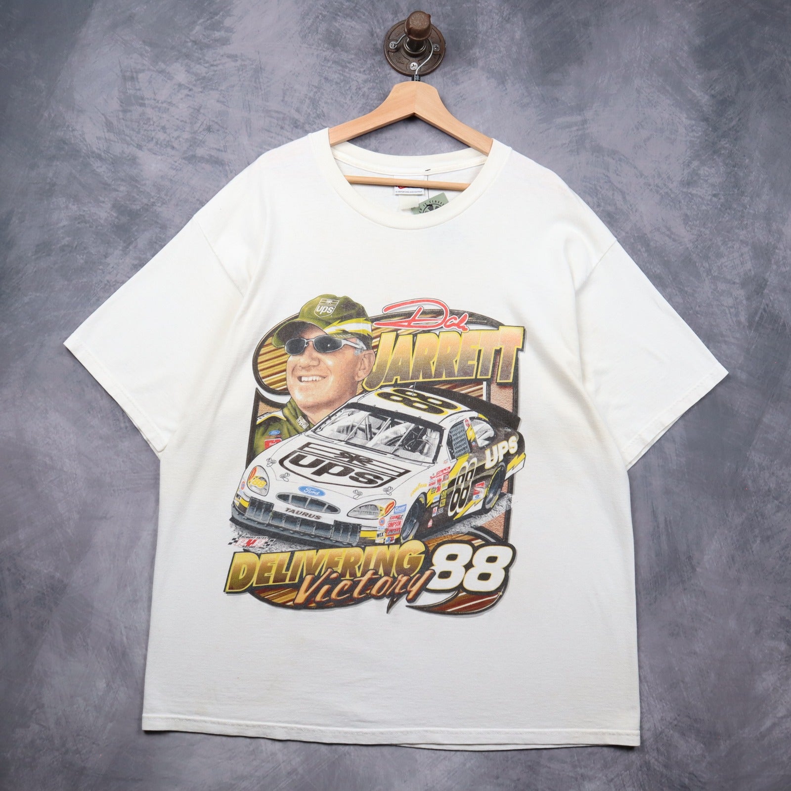 Early 00s White Dale Jarrett NASCAR Shirt 5480