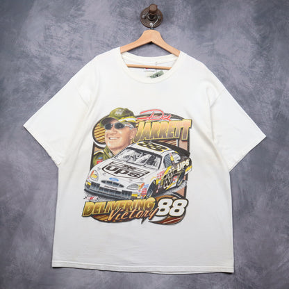 Early 00s White Dale Jarrett NASCAR Shirt 5480