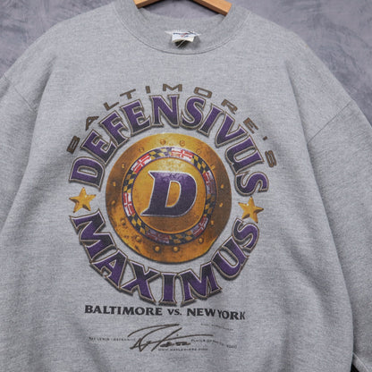 2001 Grey Baltimore Ravens Ray Lewis Defensivus Maximus Crewneck Sweatshirt 6455