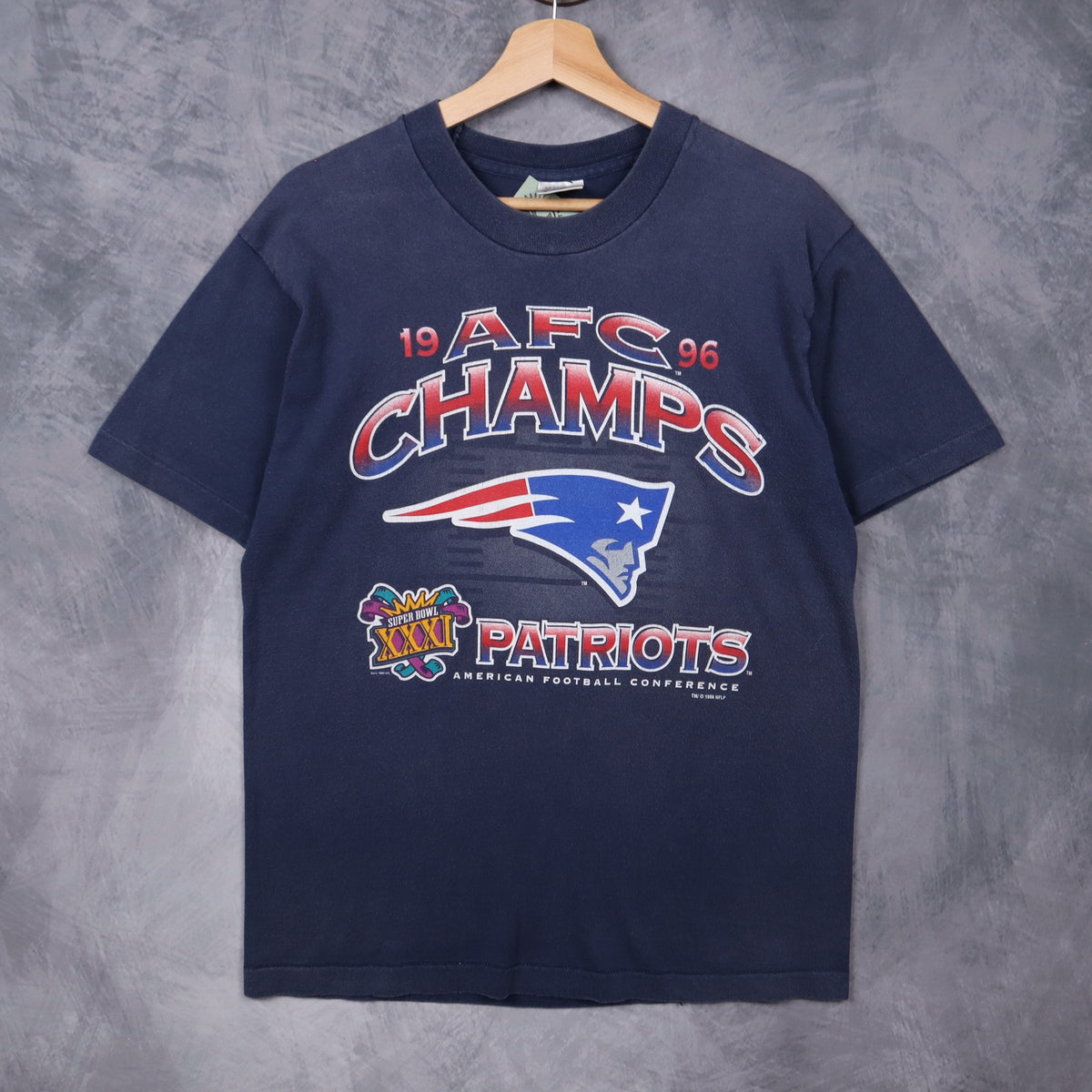 1996 Navy Blue New England Patriots AFC Champs Shirt 6593