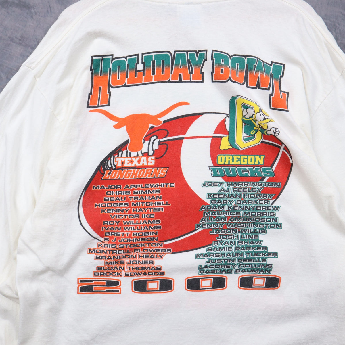 2000 White Holiday Bowl Texas vs Oregon Long Sleeve Shirt 5812