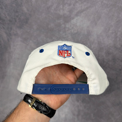 90s White Dallas Cowboys Logo Athletic Sharktooth Snapback Hat 6866