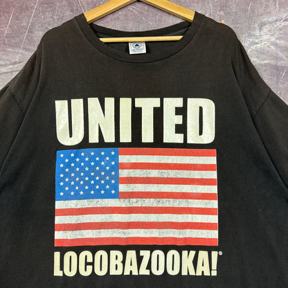 2001 Faded Black United Locobazooka USA Flag Graphic Shirt XL 2813