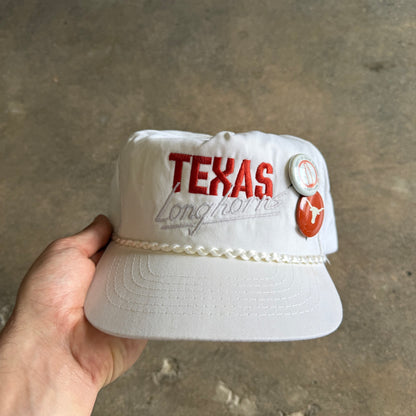80s White Texas Longhorns Leather Strap Hat 5782