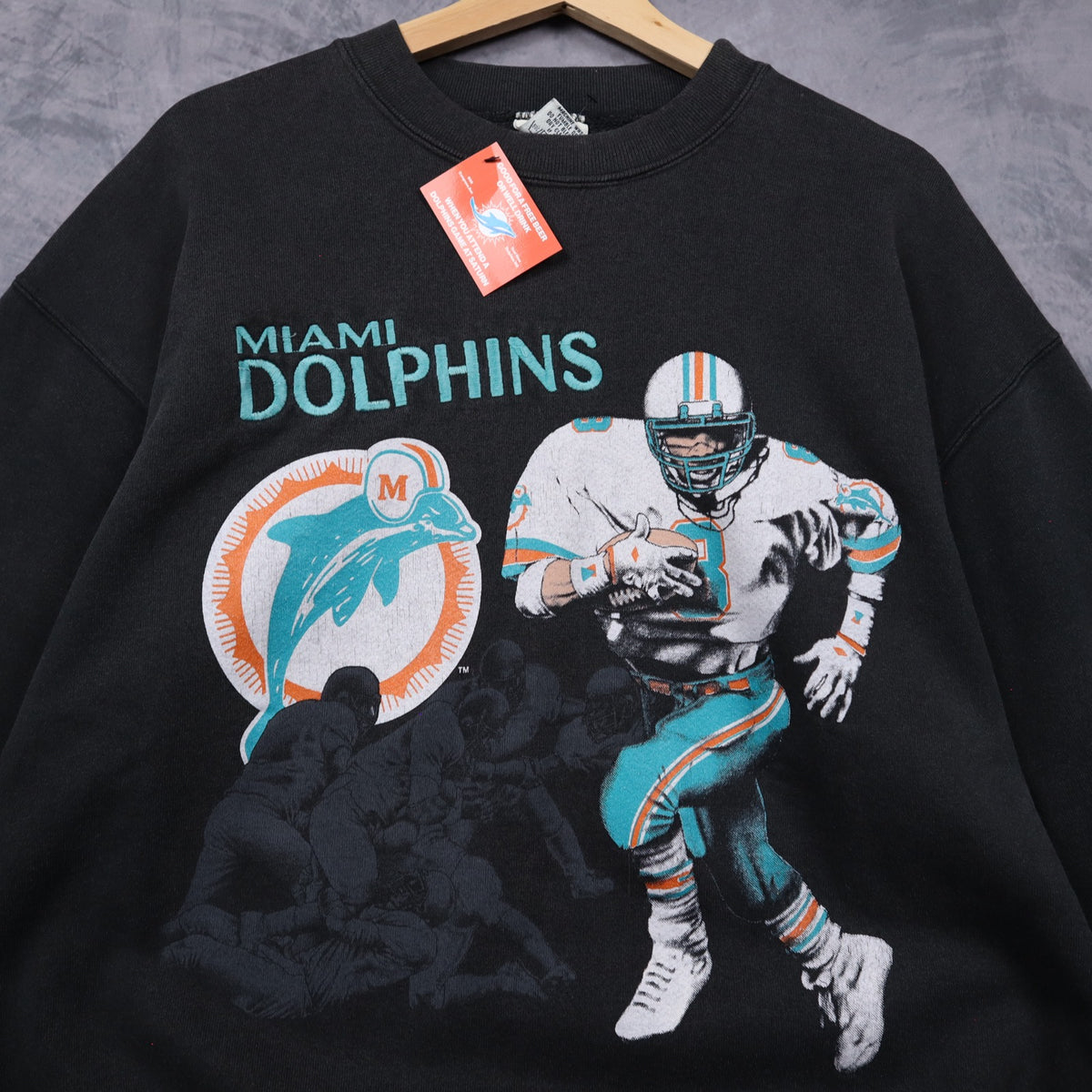 90s Black Miami Dolphins Crewneck Sweatshirt 6475