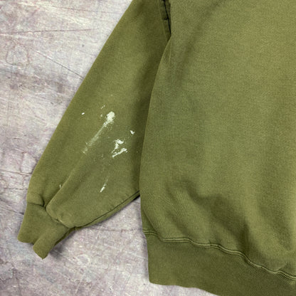 90s Faded Olive Green Champion Embroidered Logo Painter Crewneck Sweatshirt L 2691