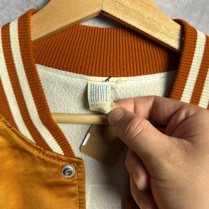 80s Orange Texas Longhorns Satin Bomber Jacket 4457