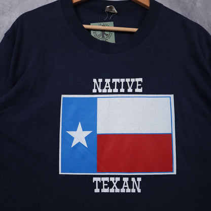 80s Navy Blue Native Texan Flag Shirt 4647