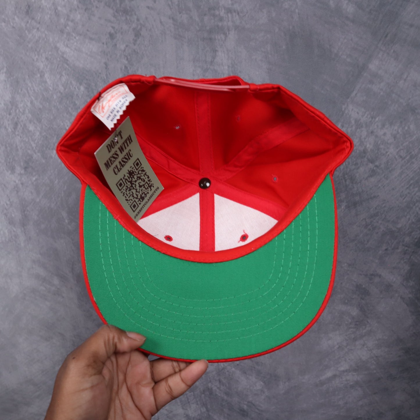 90s Red Los Angeles Dodgers Script Snapback Hat 5565