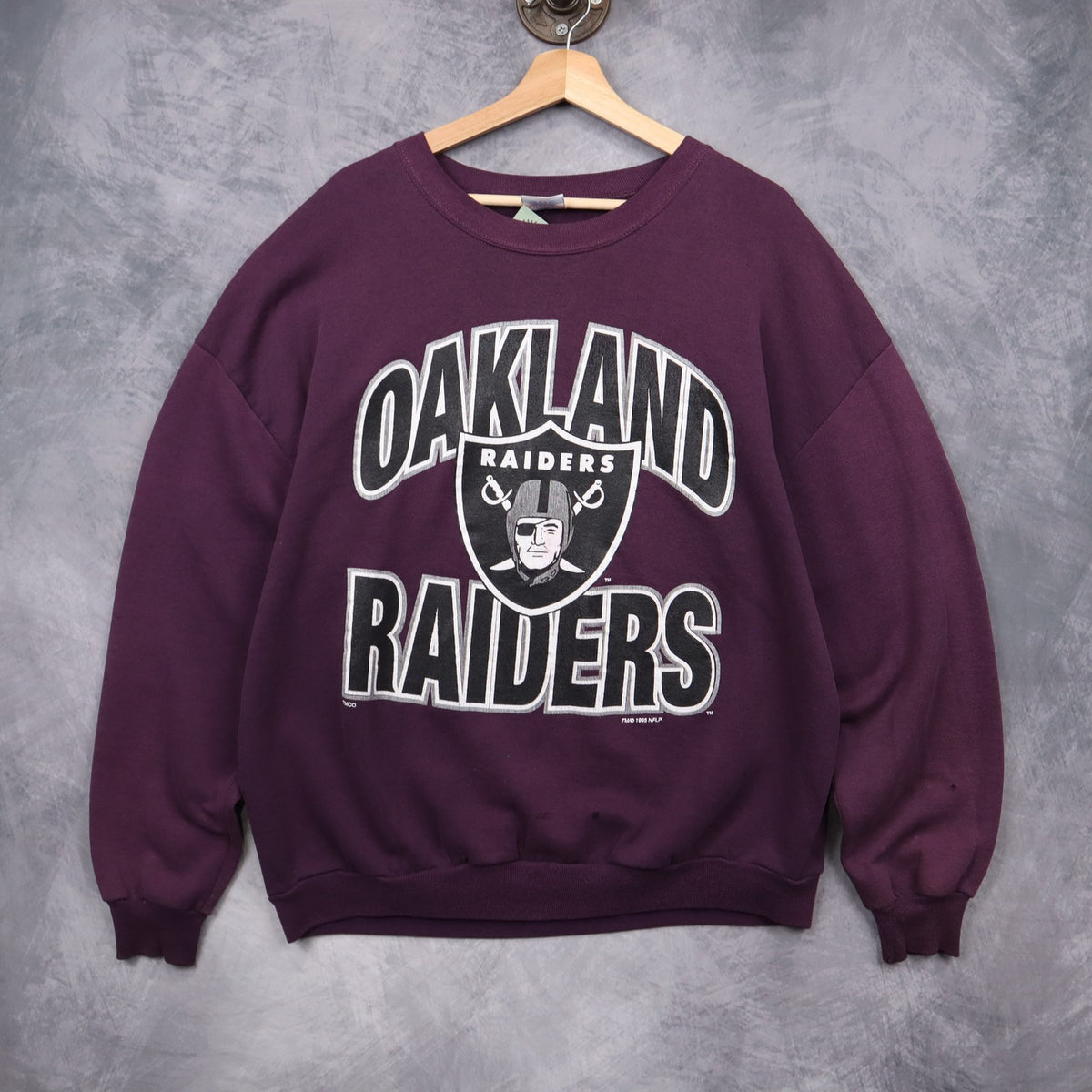 1995 Purple Oakland Raiders Crewneck Sweatshirt 6424