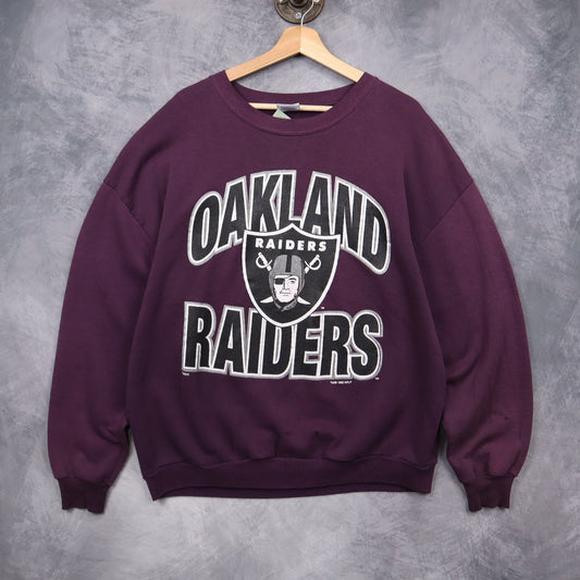 1995 Purple Oakland Raiders Crewneck Sweatshirt 6424