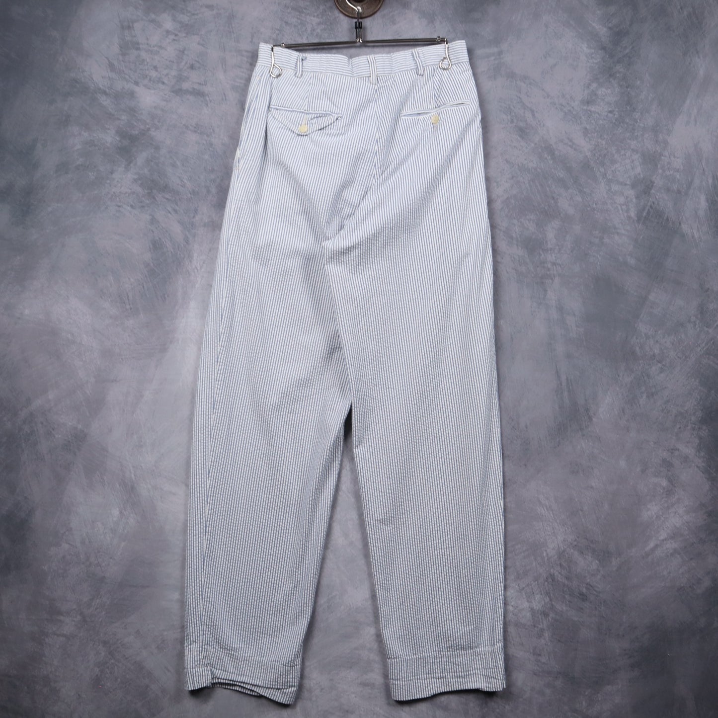 90s Blue & White Polo by Ralph Lauren Seersucker Pleated Pants 5191